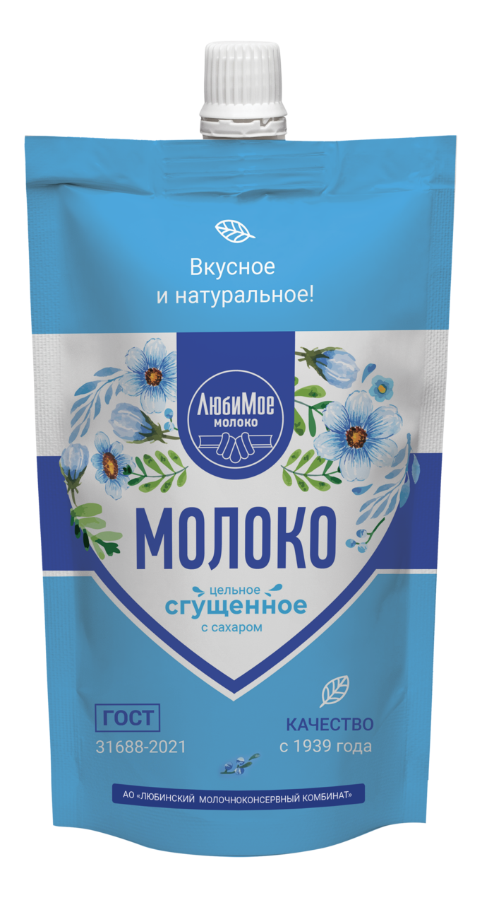 Молоко цельное сгущенное с сахаром 8.5% жирности, дой-пак ГОСТ 31688-2012